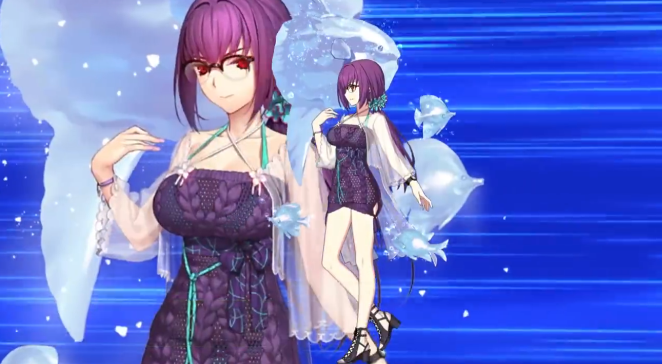 fgo泳装斯卡蒂技能宝具介绍:绿拐 红暴拐,秩序特攻绿卡尺光炮