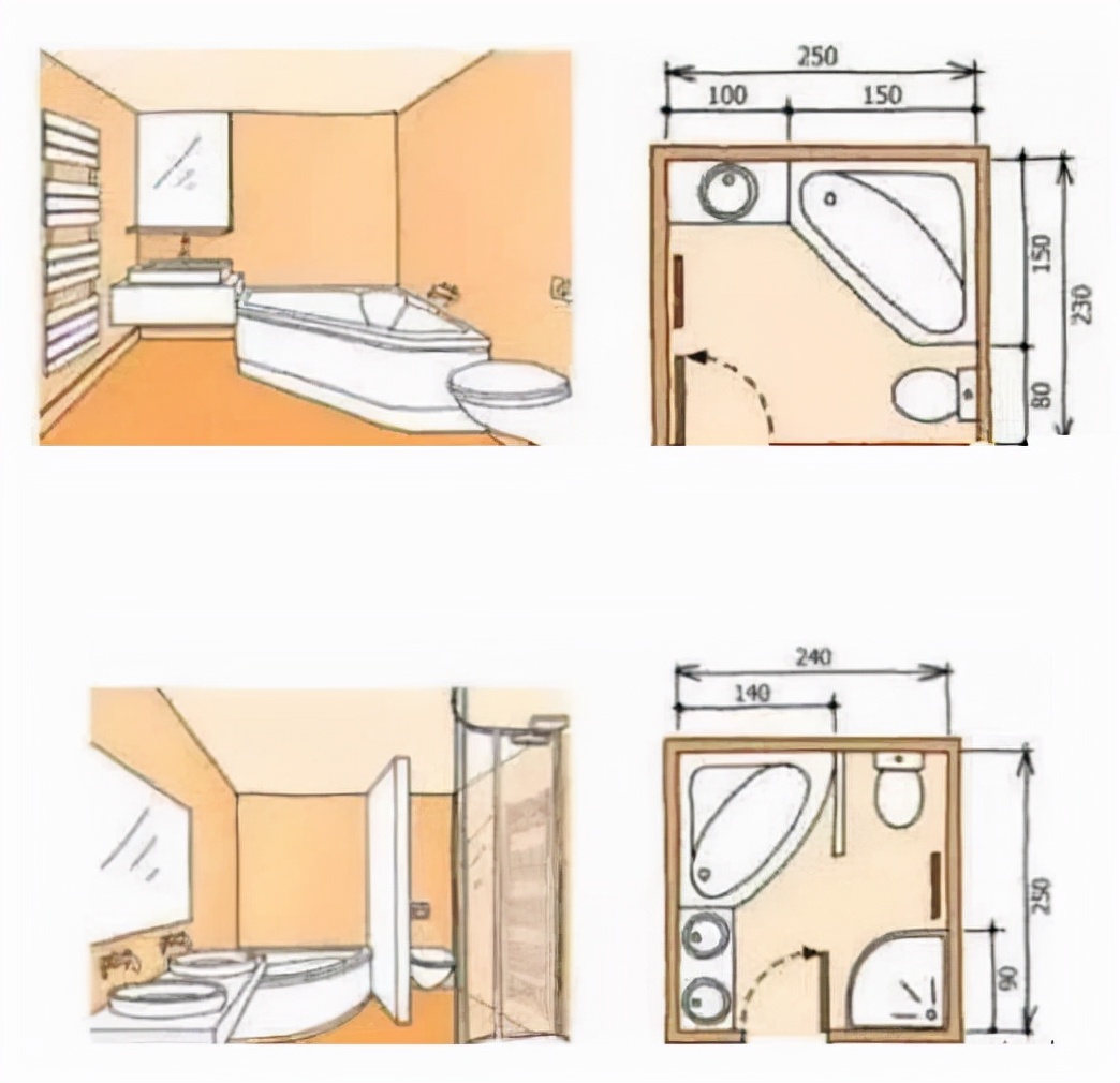 超全衛生間佈局設計來了,3-9㎡全有,收藏起來用