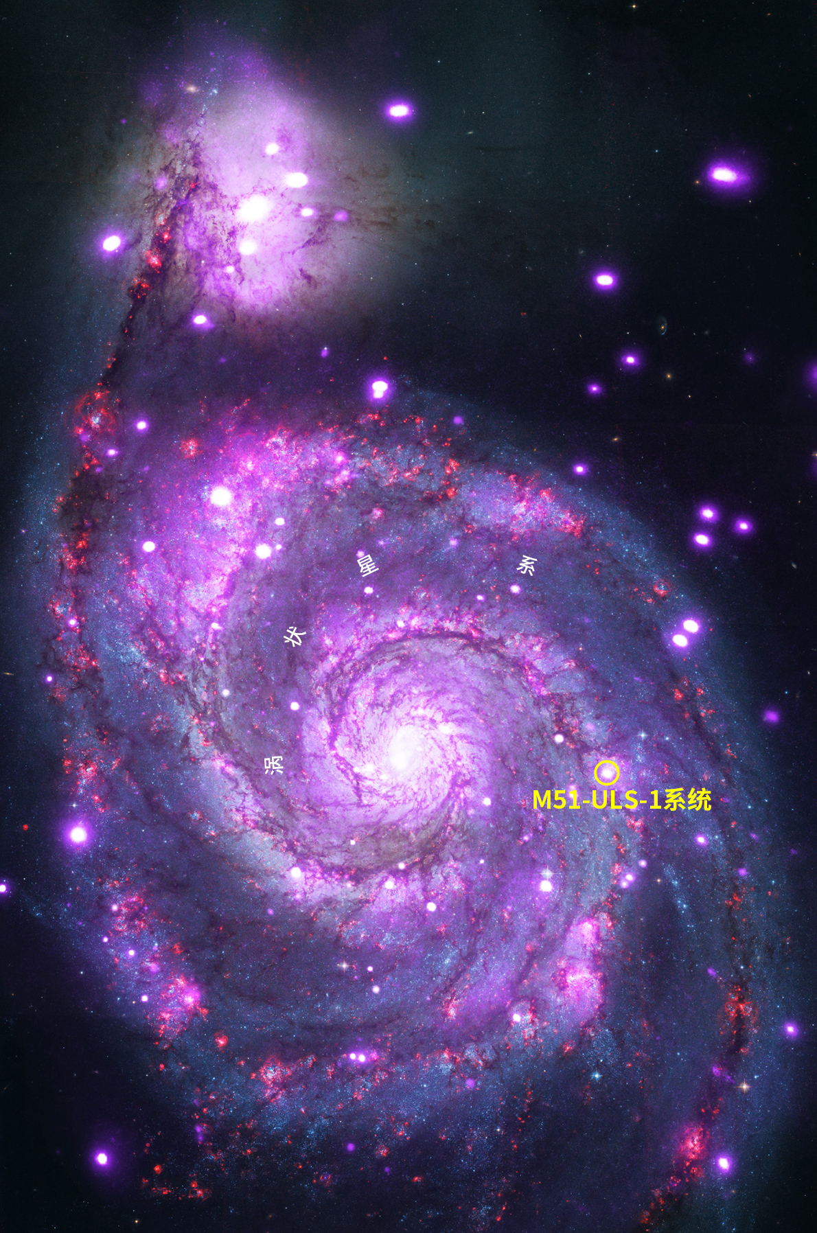 涡状星系(whirlpool galaxy)里,一颗蓝巨星正在经历着一段痛苦的日子