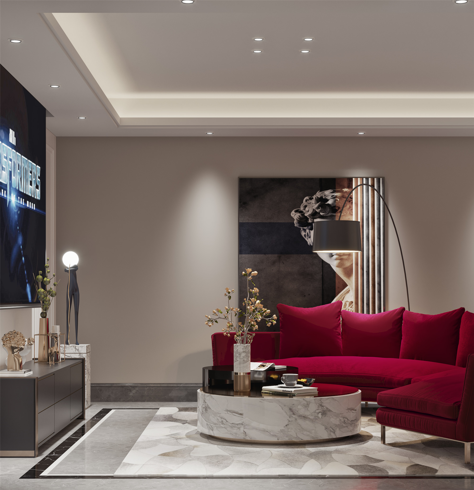 北大资源时光260平米美式轻奢风格别墅装修效果图