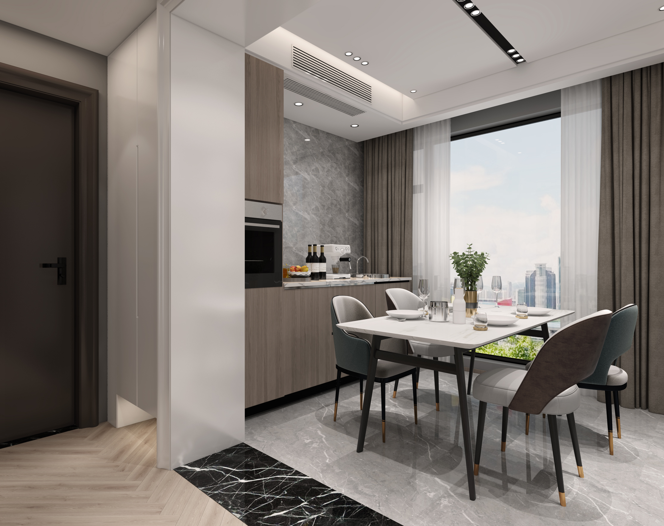 梅溪青秀103平米轻奢风格四居室装修效果图