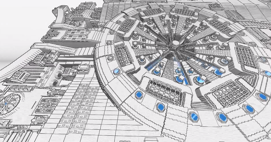 我的世界:一位玩家建造三年都沒完成的建築,在太空裡面建飛船