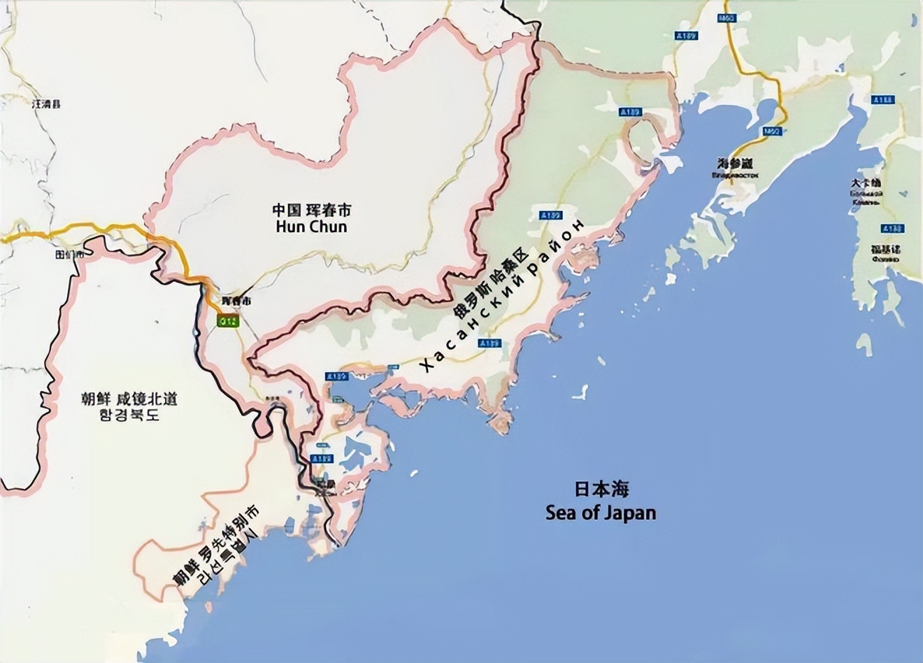 中俄朝三国交界处,周边分别是什么地区?