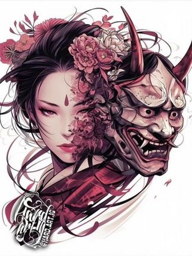 纹身手稿 般若纹身 艺妓纹身 大连纹身 纹身设计