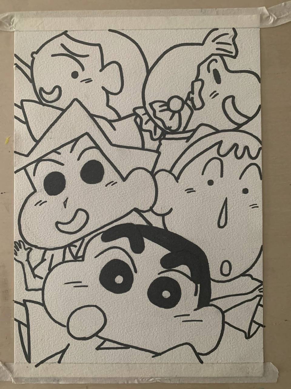 蜡笔小新|线稿|过程|简笔画|水彩 纸张:宝虹中粗16k 大小:18cm*24cm