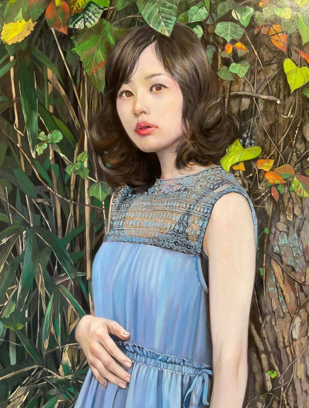 日本画家年轻的超写实湿身少女油画,唯美而性感