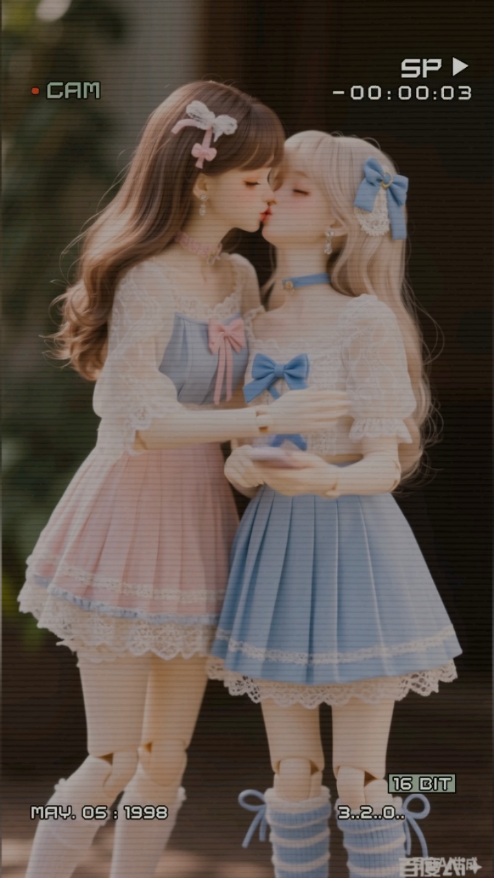 可爱的娃娃们一起亲吻,大家快来看看吧!