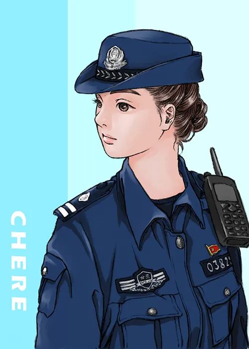 卡通女警察绘画图片