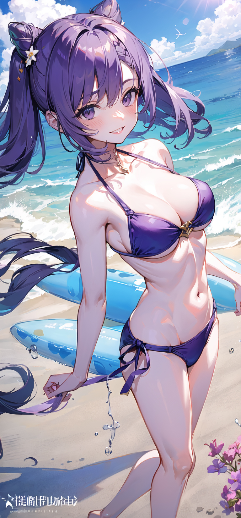 刻晴泳衣精美壁纸,来自ai绘图的魔法!015