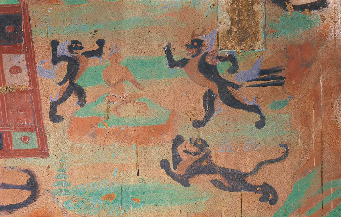 敦煌壁画|莫高窟第231窟中唐《群狮图》