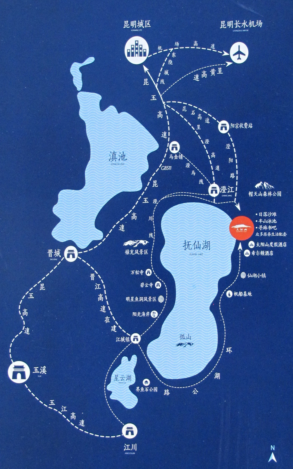 玉溪抚仙湖地图图片