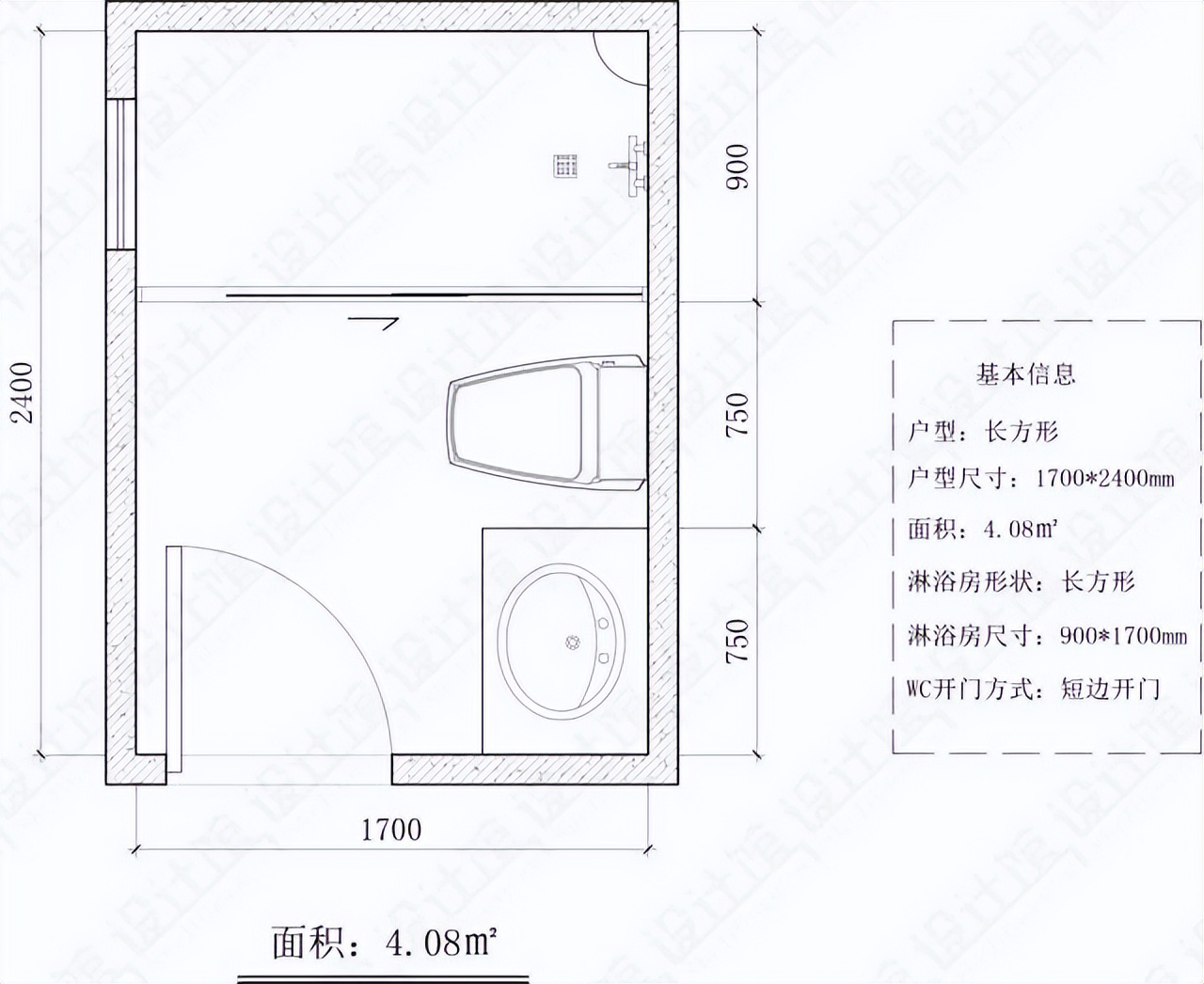 15平米卫生间设计图纸图片