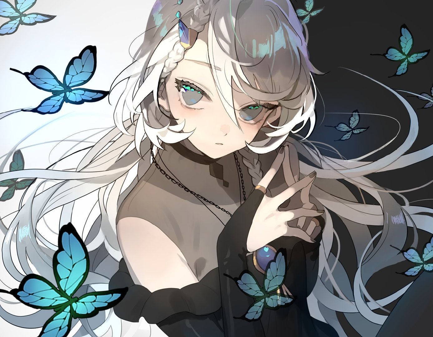 轻盈可爱的二次元浅色系少女插画自带萌点有一丝吸血鬼属性