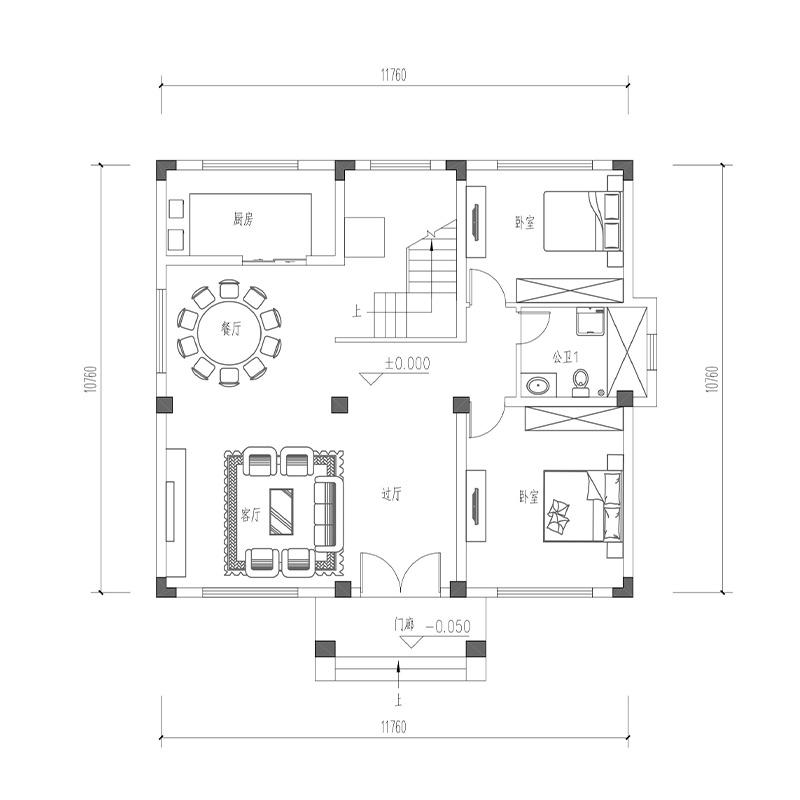 11×10米融合传统与现代:新中式农村三层自建房设计图