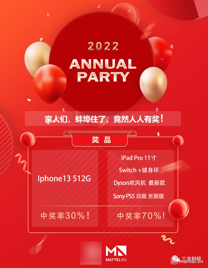 各家年会奖品一览:五菱宏光,苹果套装,还有阳光普照20.22元……