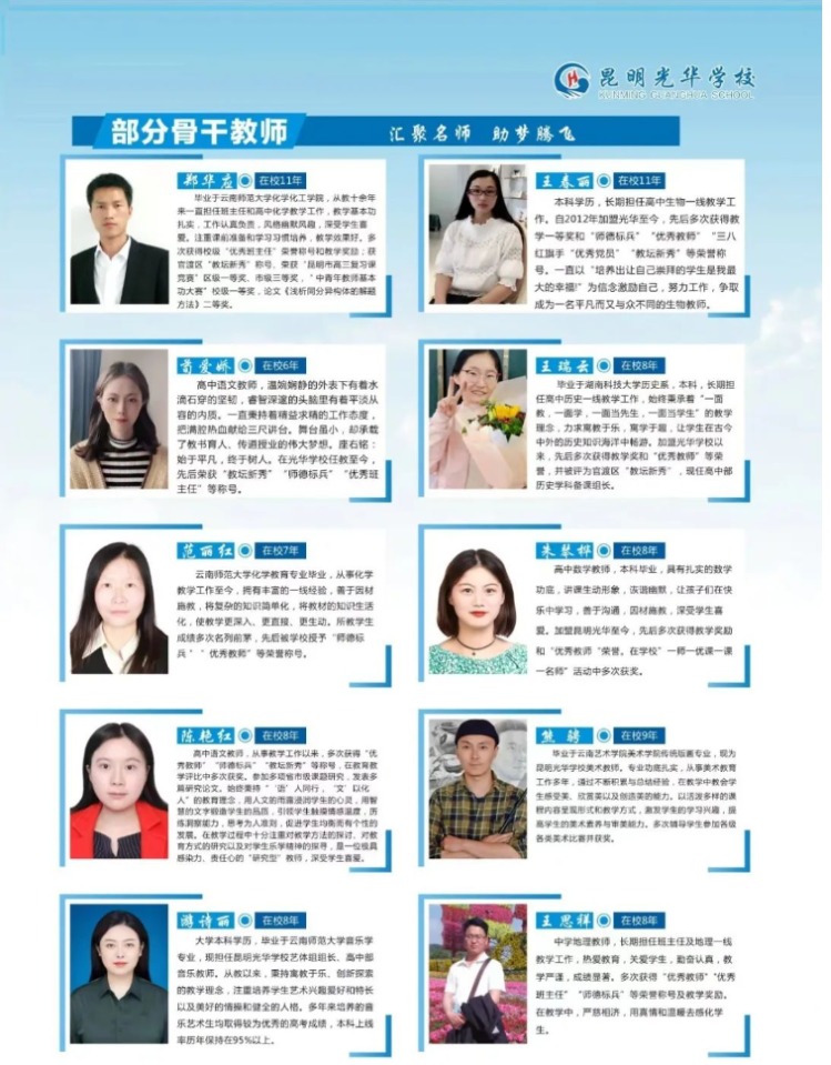 2023年昆明光华学校高一招生简章