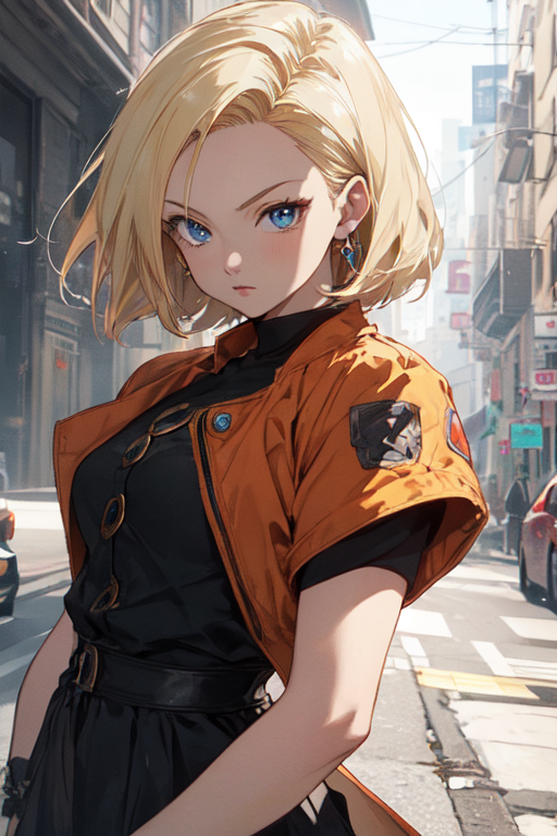 火影忍者风格的人造人18号:ai创意绘画的奇妙结合