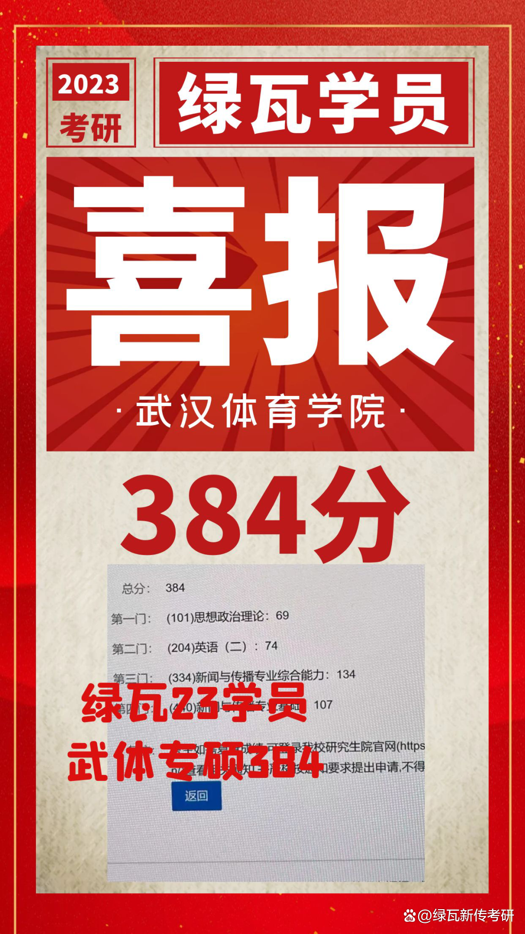 2023绿瓦新传12位家人进入武体新传考研复试,包括专业课第一名!插图6