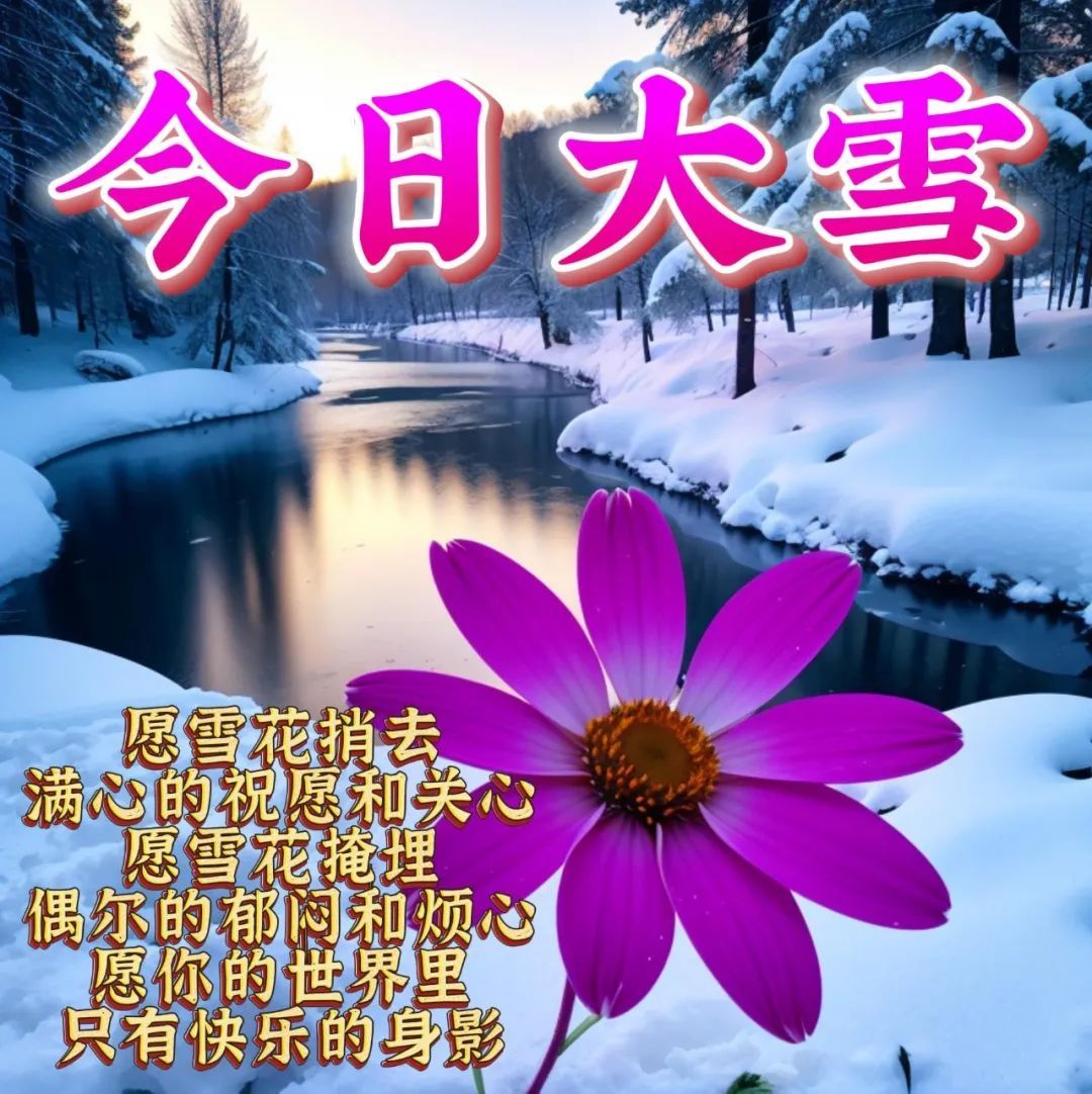 今日大雪节气最新版漂亮大雪早安祝福语表情图片大全问候语段句子