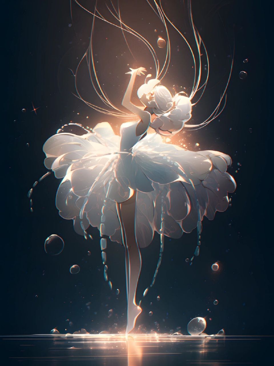 ai绘画 | 梦幻芭蕾 美妙旋律优雅的舞蹈 	 关键词:full body, beautif