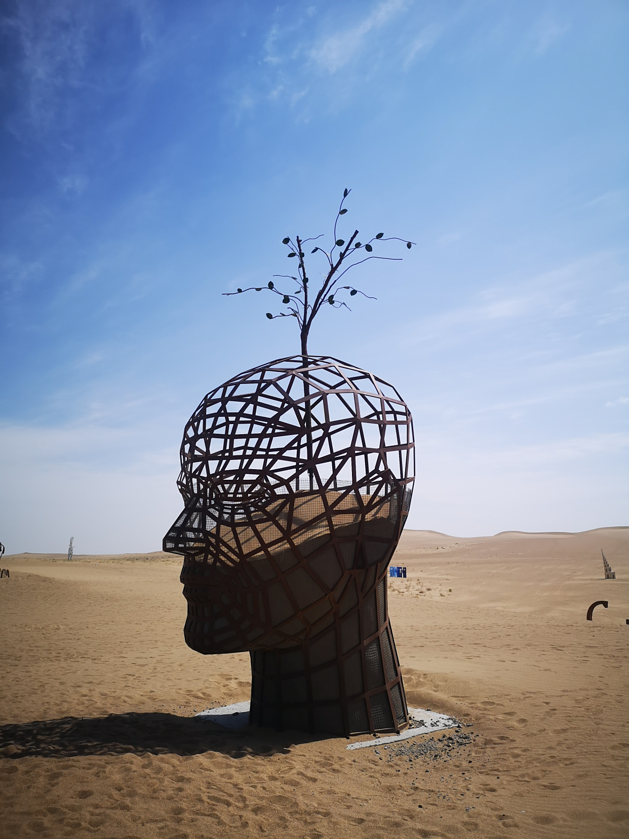 民勤沙漠中的雕塑,已经是一个沙漠雕塑公园了.