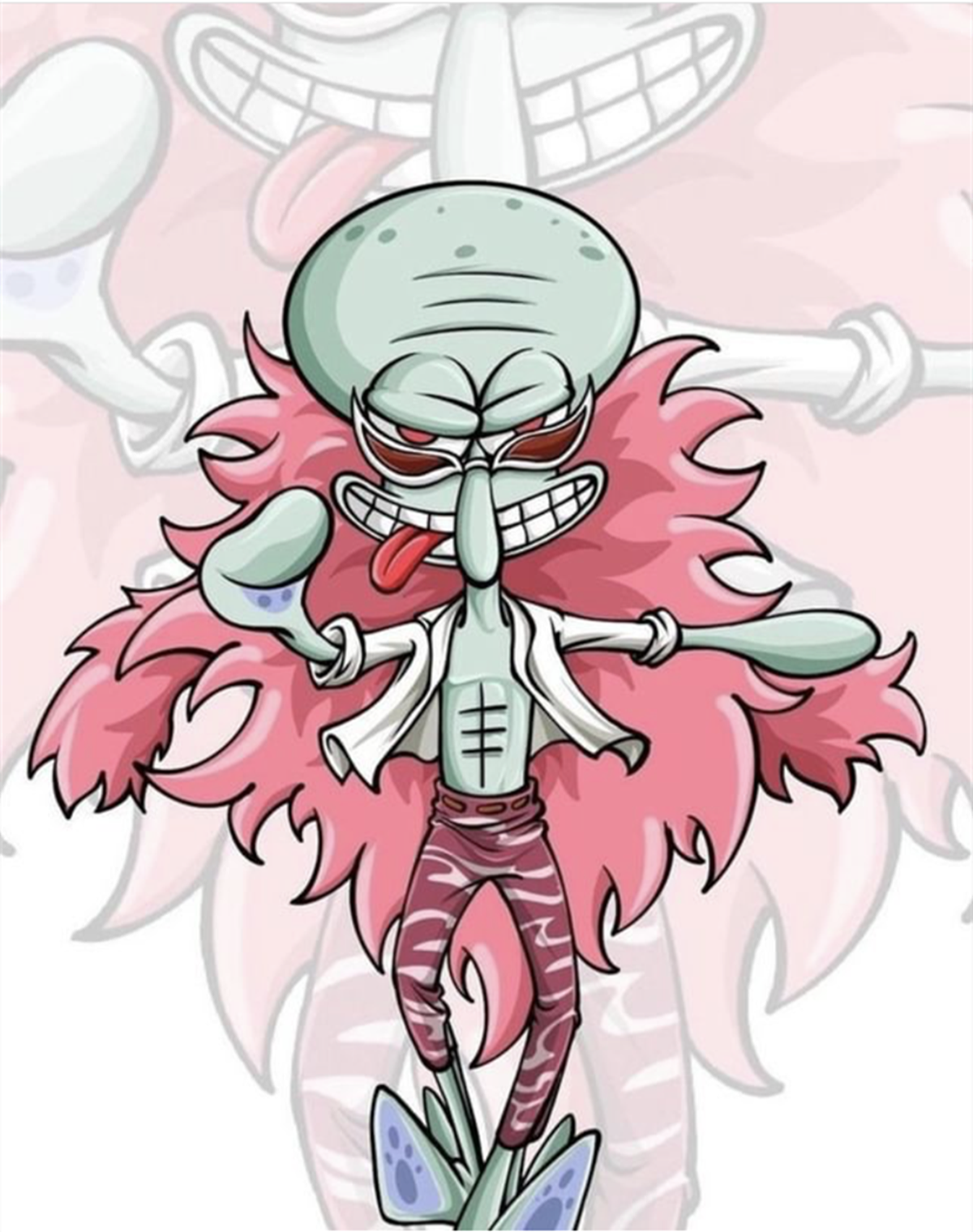 海绵宝宝乱入到海贼王中,派大星变成大妈,章鱼哥成了帅气的反派