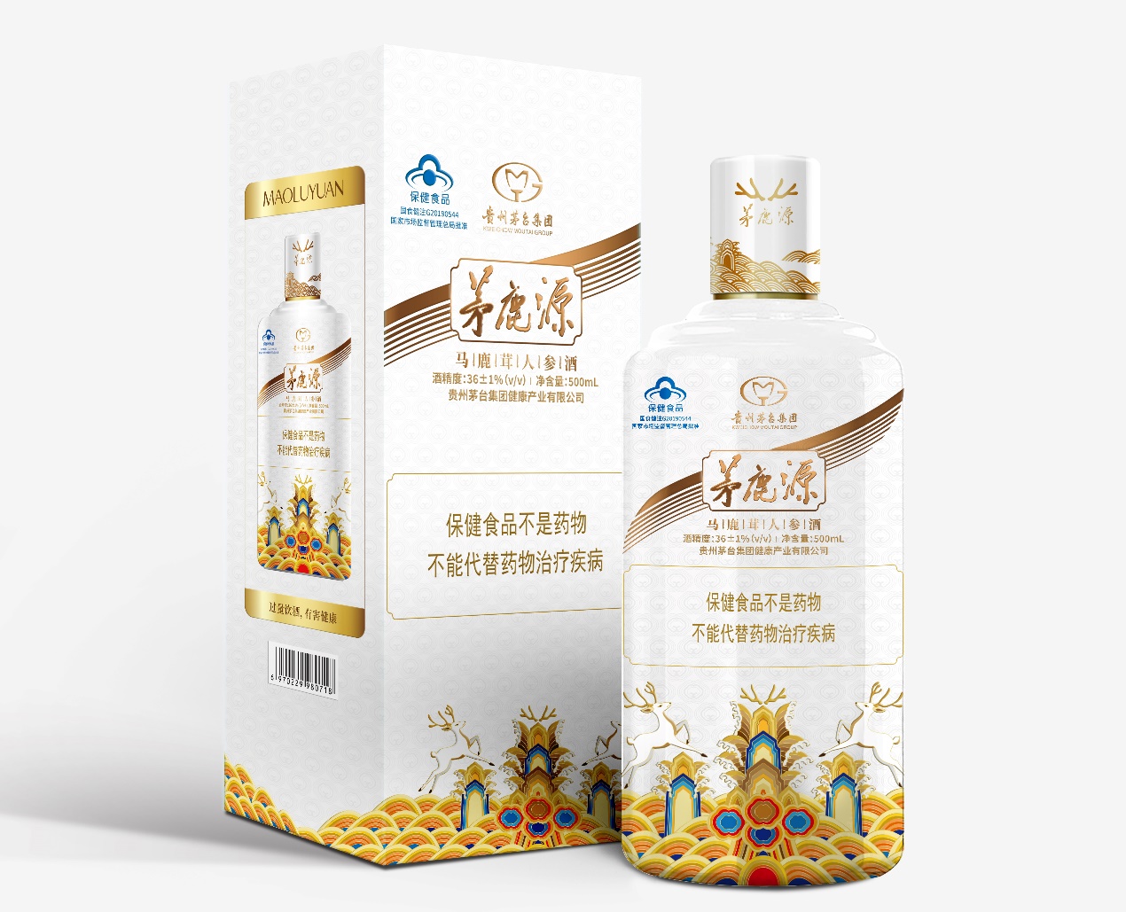 茅台集团健康产业公司 茅鹿源牌马鹿茸人参酒