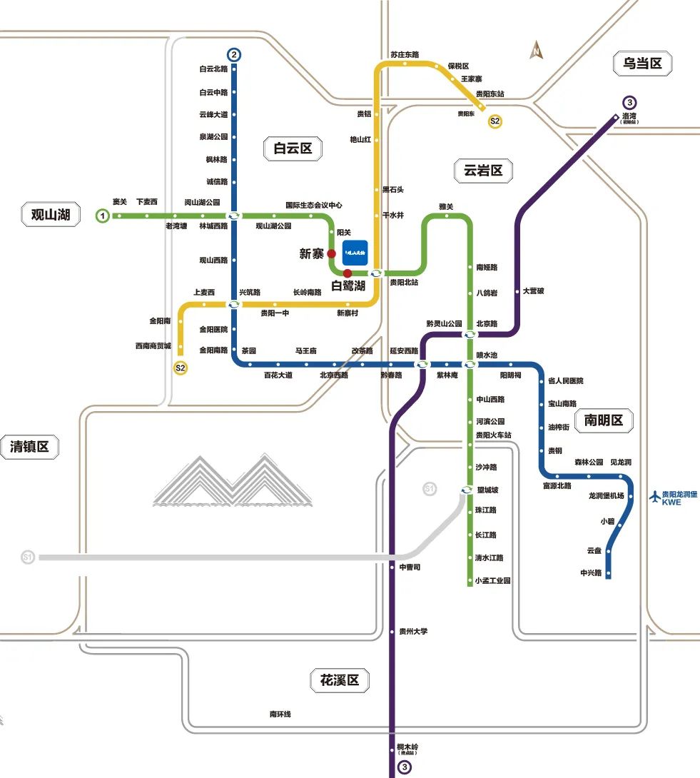 观山湖地铁1号线线路图片