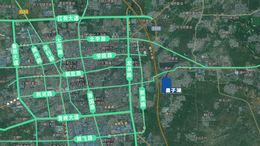 从某种意义上说,这条路也是滕州中心的横坐标;我们以墨子湖周边为"