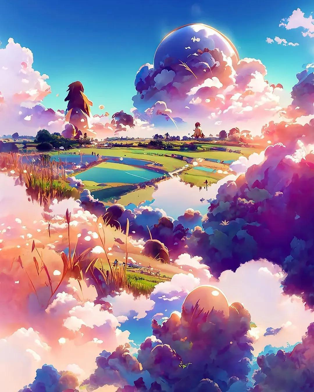 分享10张七彩云朵的插画,原来云朵也可以画得很唯美
