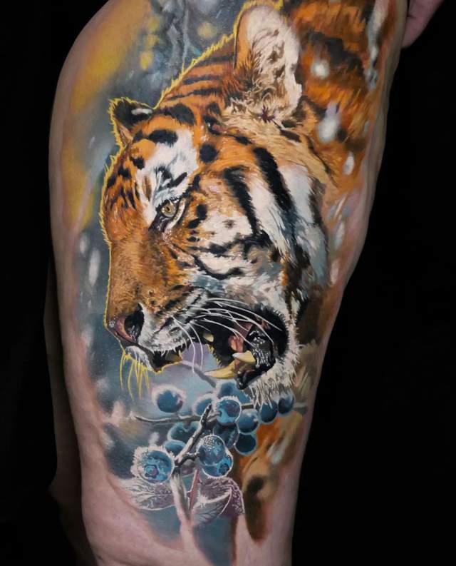 花臂纹身,满背纹身,彩色写实纹身图案