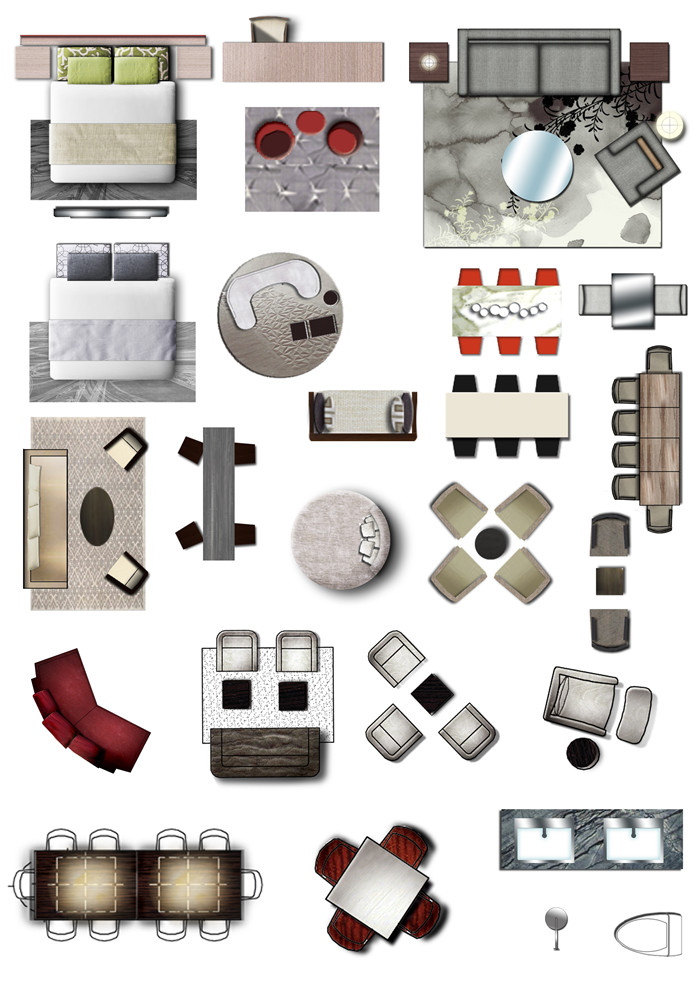 「素材推荐」最新室内设计ps彩屏图平立面家具psd素材|要不要?