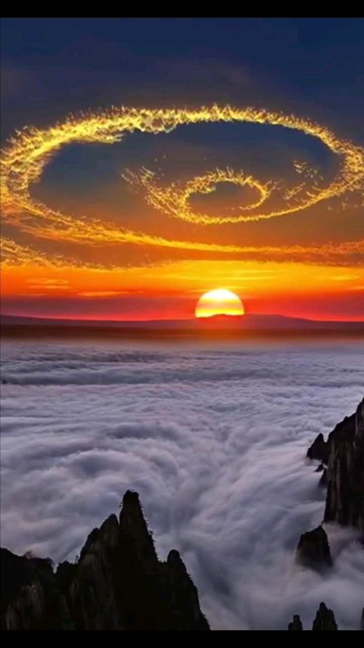 黄山日出美如画,云海翻腾壮如潮,奇石如入仙人境,眼帘钻入迎客