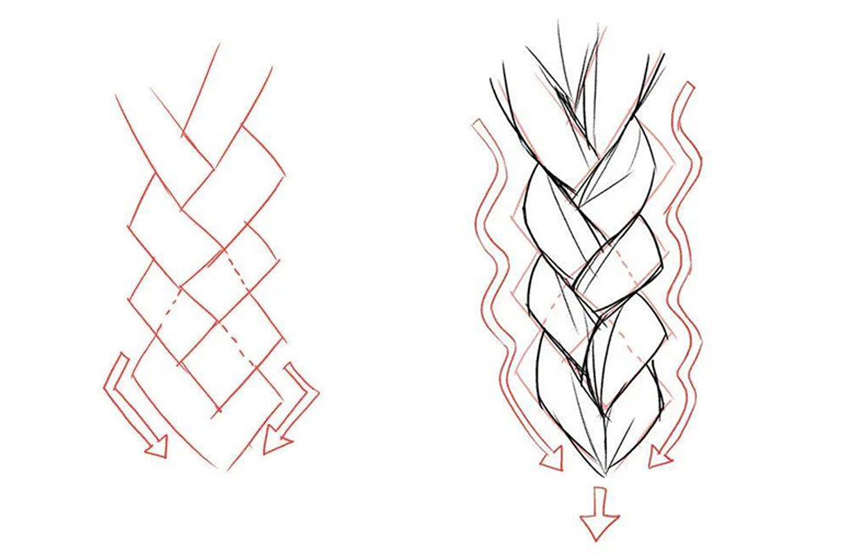 二次元少女的必备发型"麻花辫"画法详解