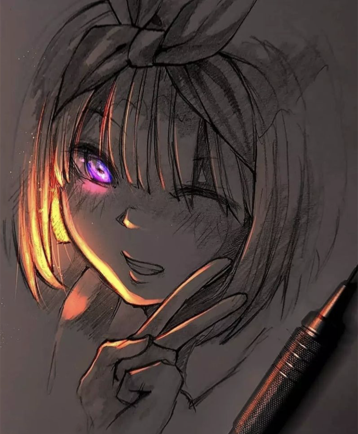 用荧光笔绘制出光照的效果,原来会画画是一件如此快乐的事情