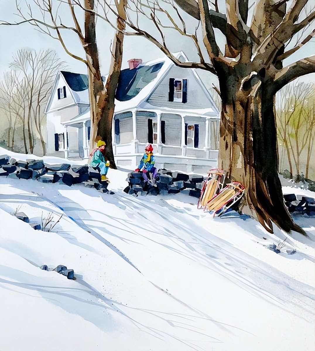 太喜欢了,充满阳光的水彩风景画︱艺术名画