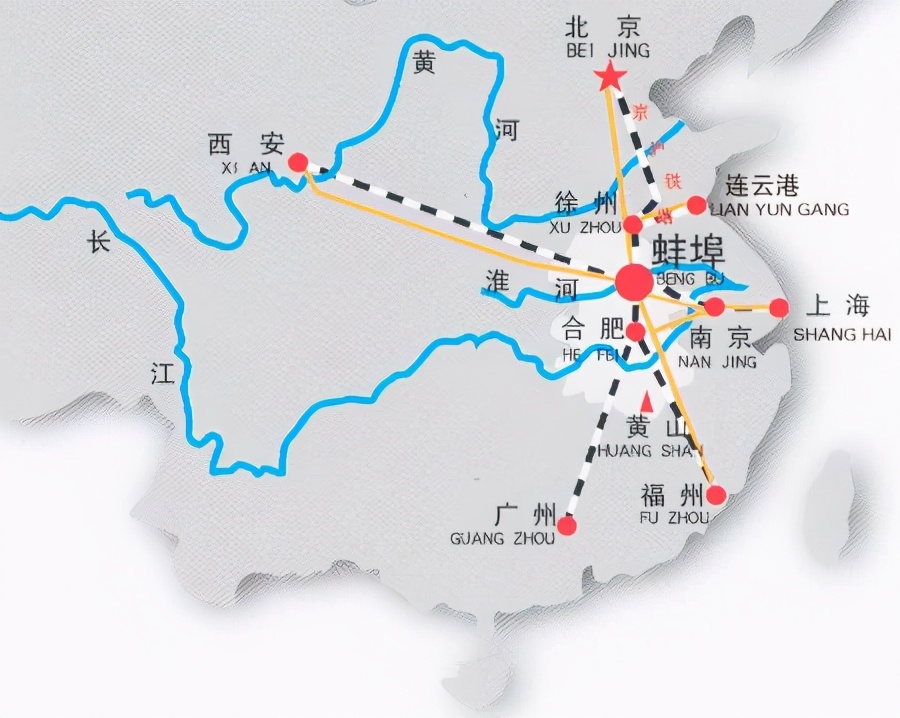 蚌埠轨道交通线网规划1,2,3,4号线,线网远景方案6条线路