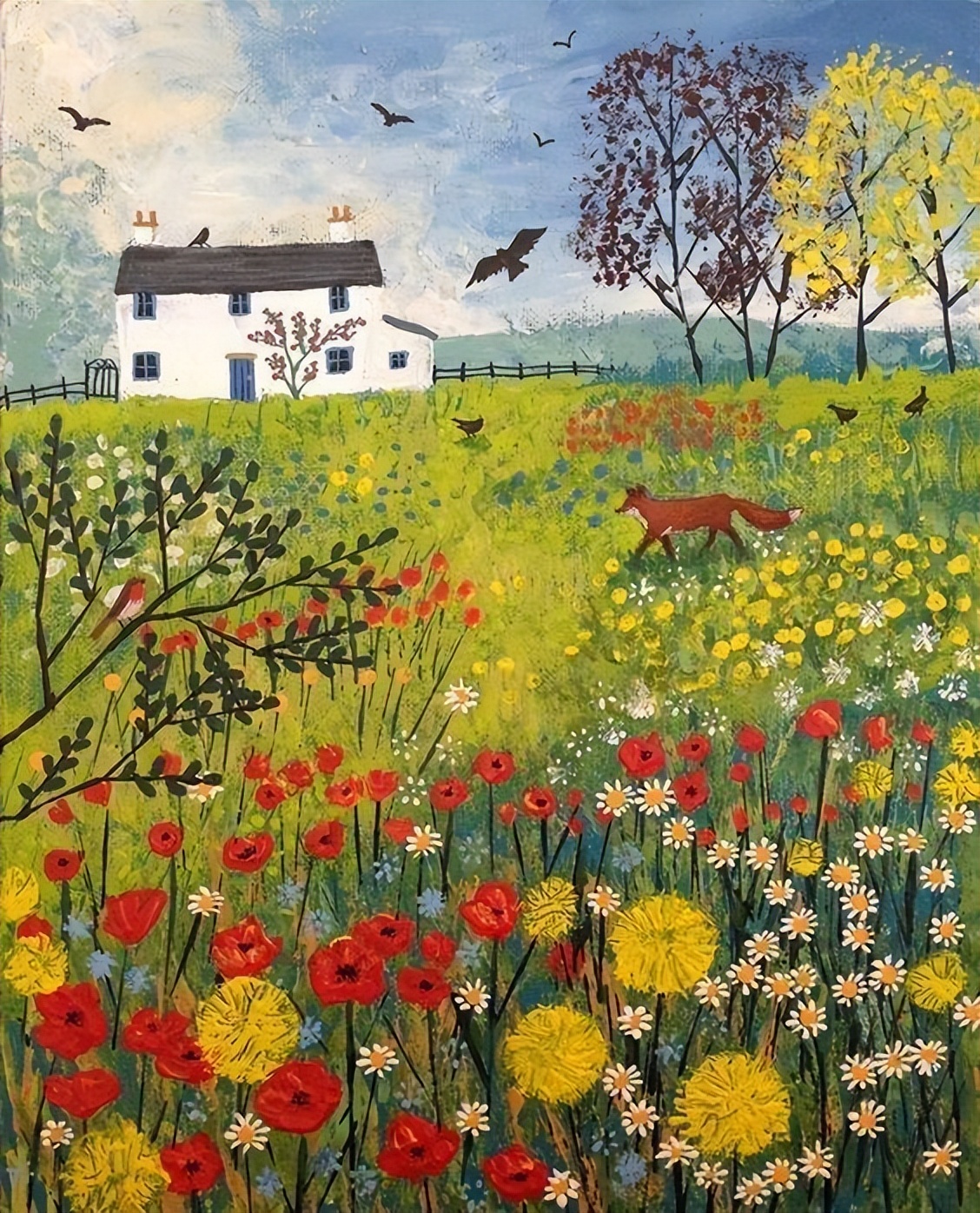 画风纯真的田园风光绘画︱英国画家jo grundy