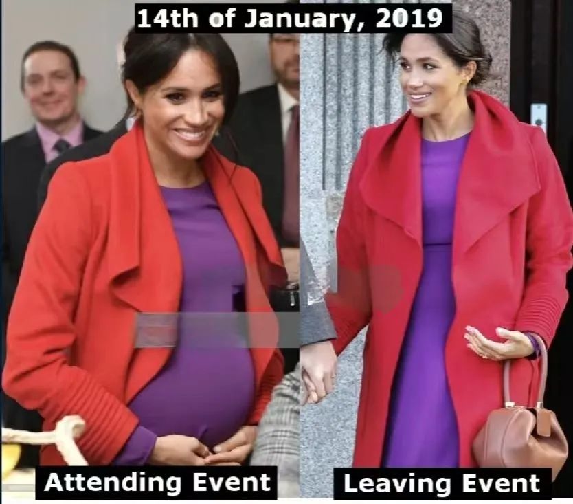 疑似肚子掉腿上,梅根孕照被翻出来,孕肚忽大忽小还会移位