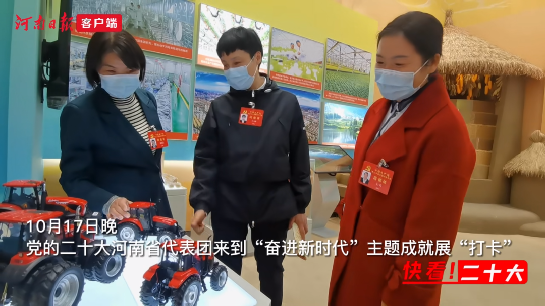 党的二十大代表,新蔡县练村镇甘湾村民王霞到"奋进新时代"主题成就展"