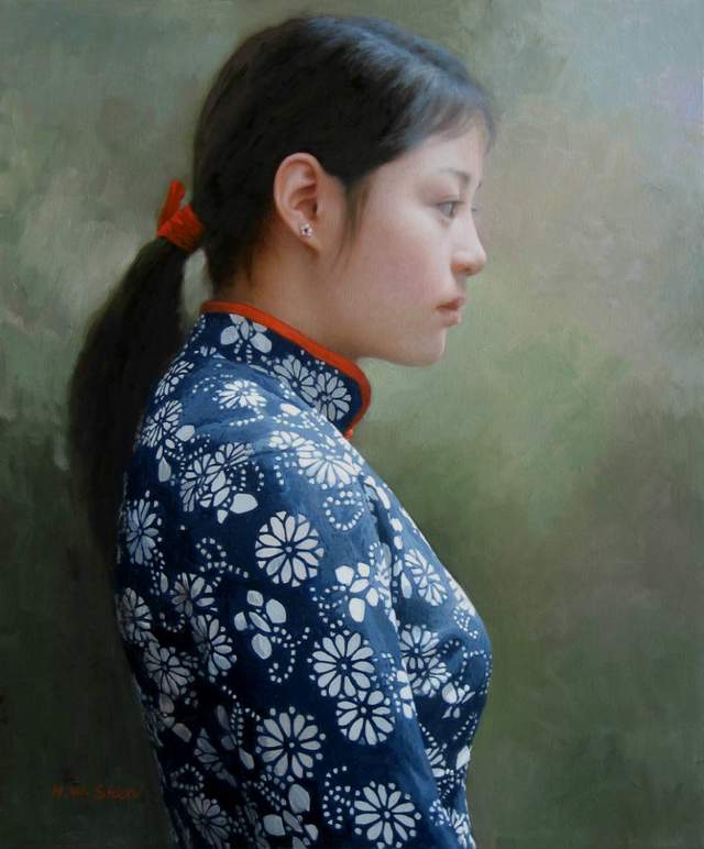 漂亮的乡村姑娘,沈汉武油画作品欣赏