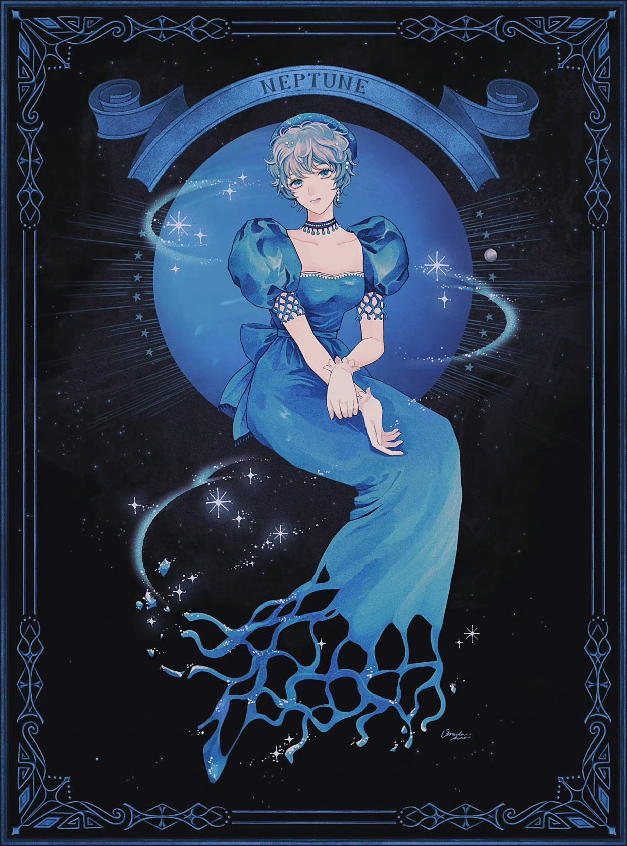 画师绘制萌娘化星球,太阳女神气质赛高,天王星和海王星各有千秋