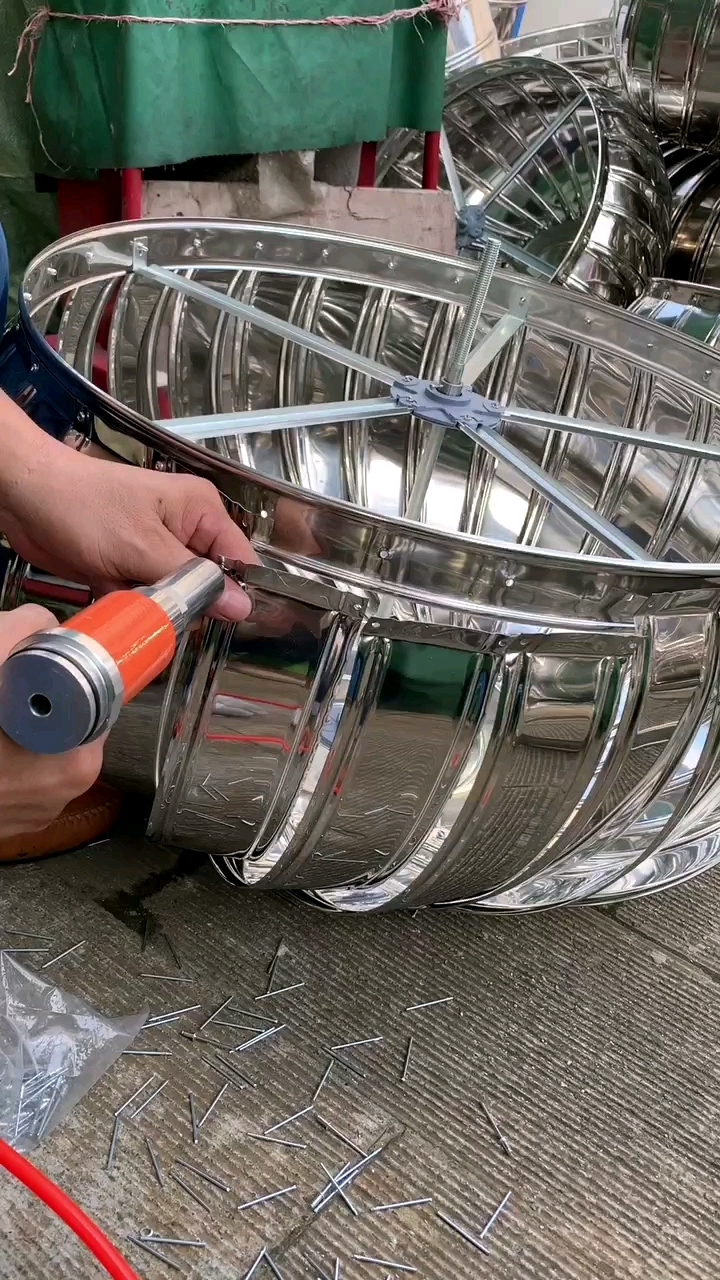 无动力风帽风球组装,屋顶不锈钢通风器安装