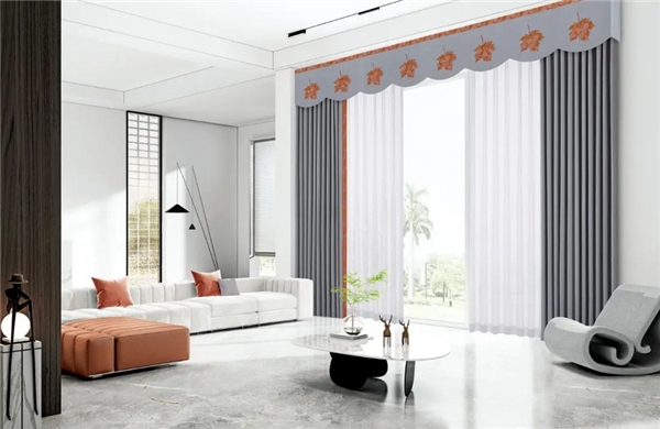 罗绮窗帘灰褐色与月光灰搭配有着舒适的色彩视觉感