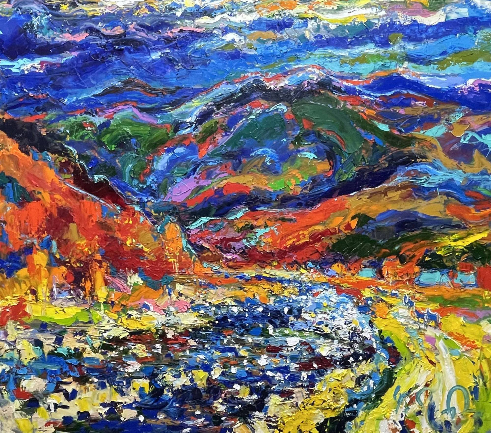 凌乱的小笔触,色调舒缓,丰富艳丽的色彩油画,美极了