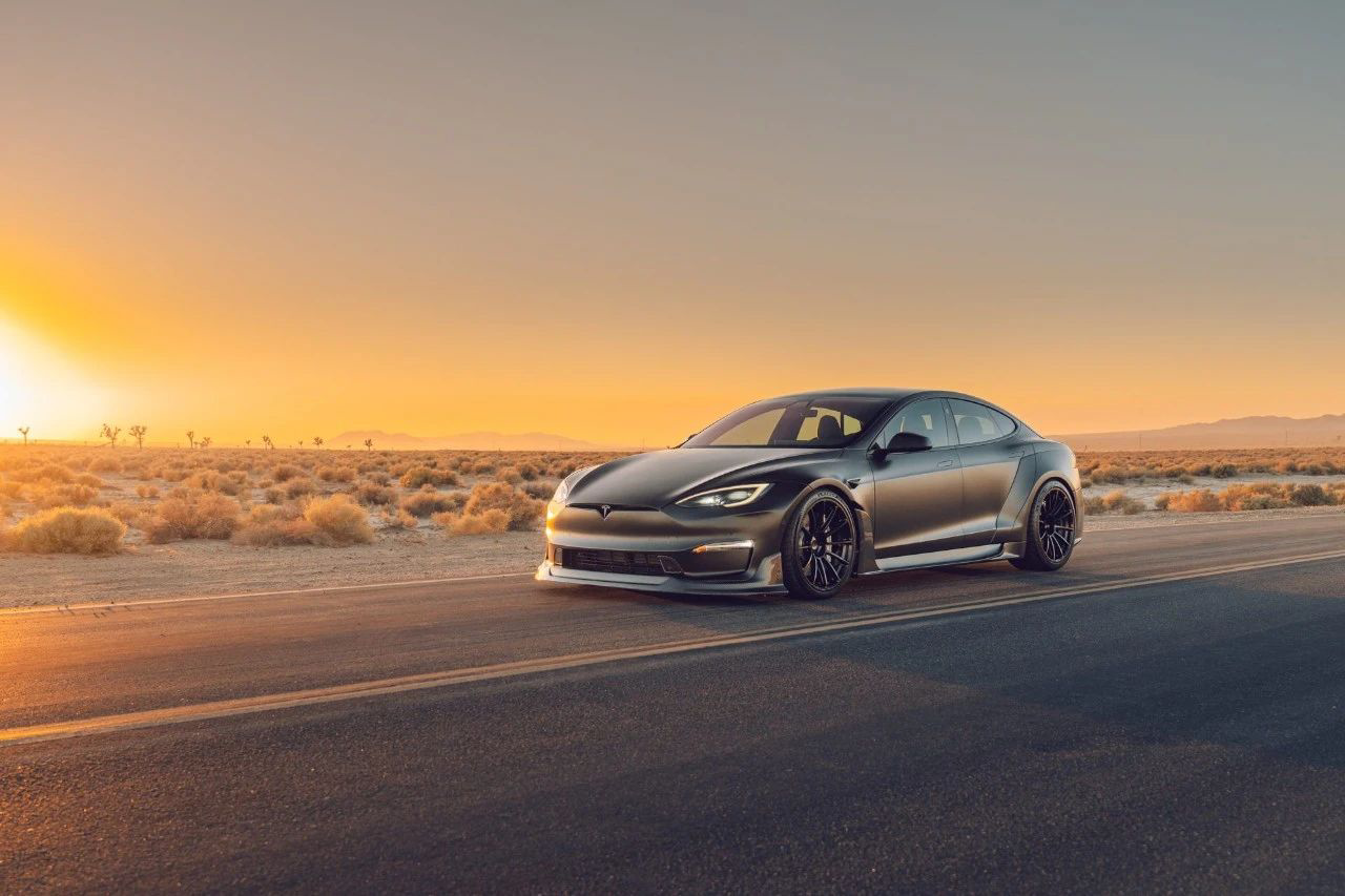 黑武士特斯拉model s,碳纤维宽体套件震撼登场