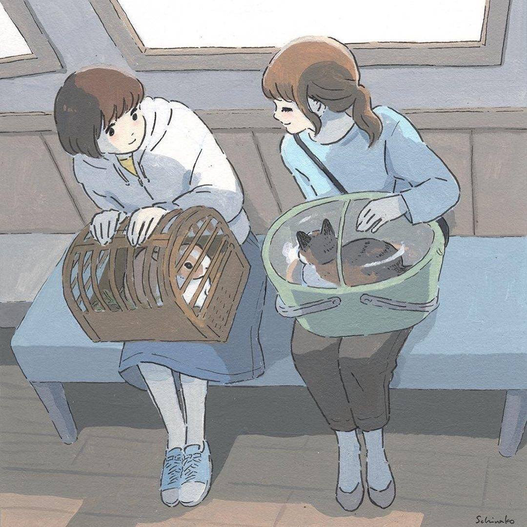 治愈系画风温馨的兔子插画记录平淡生活中的幸福感