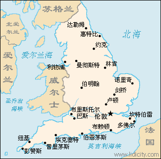 英国城市分布地图图片