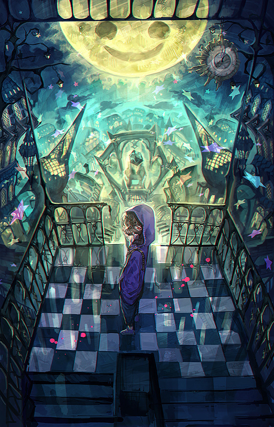 黑色童话风格有点酷有点绚丽的人物插画画风非常个性