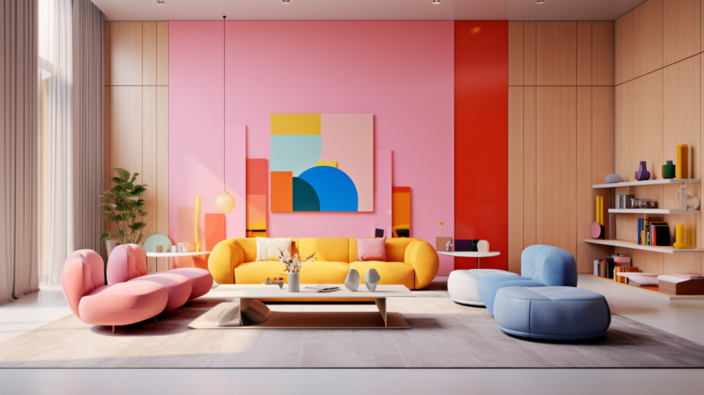 这种风格主要是通过色彩,材质和光线的搭配,让家里看起来活力四溢